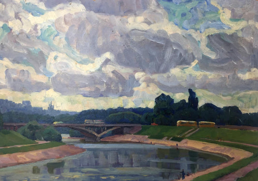 Oil painting Village Rusanovka Khrustalenko Nikolay Alexandrovich