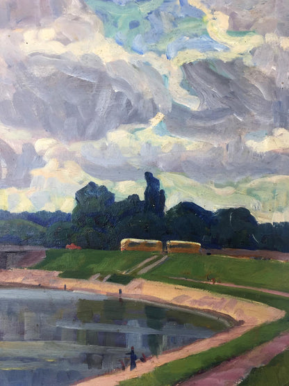 Oil painting Village Rusanovka Khrustalenko Nikolay Alexandrovich