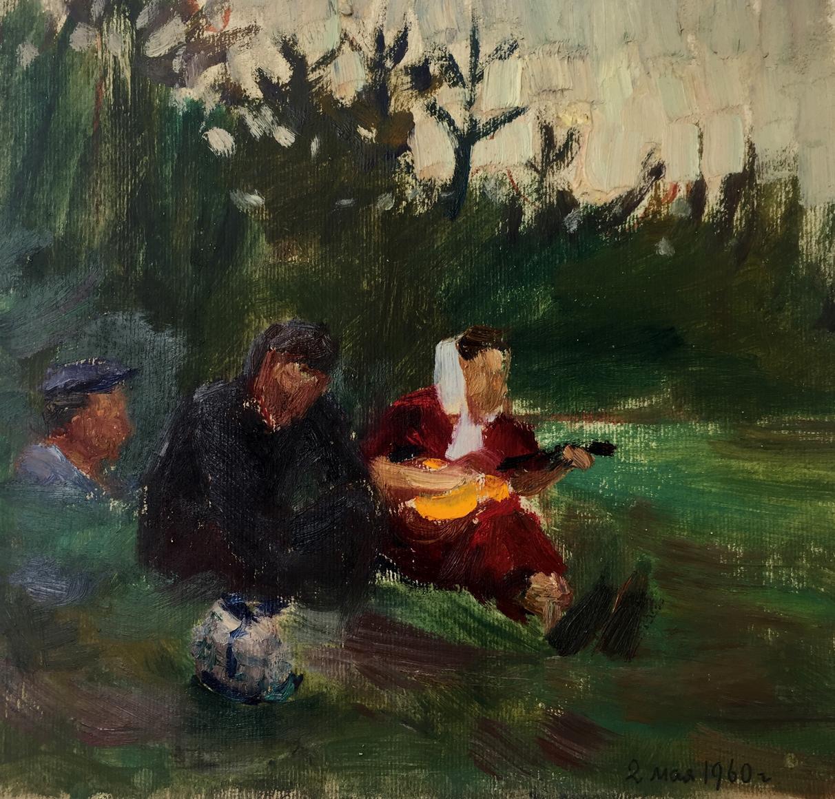 Oil painting People in nature Tkachenko E.