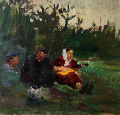 Oil painting People in nature Tkachenko E.