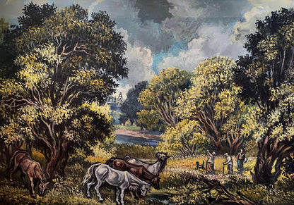Oil painting Landscape with horses Alexander Arkadievich Litvinov