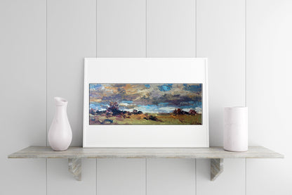 Oil painting Autumn windy day 