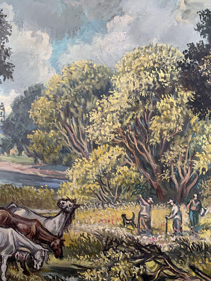 Oil painting Landscape with horses Alexander Arkadievich Litvinov