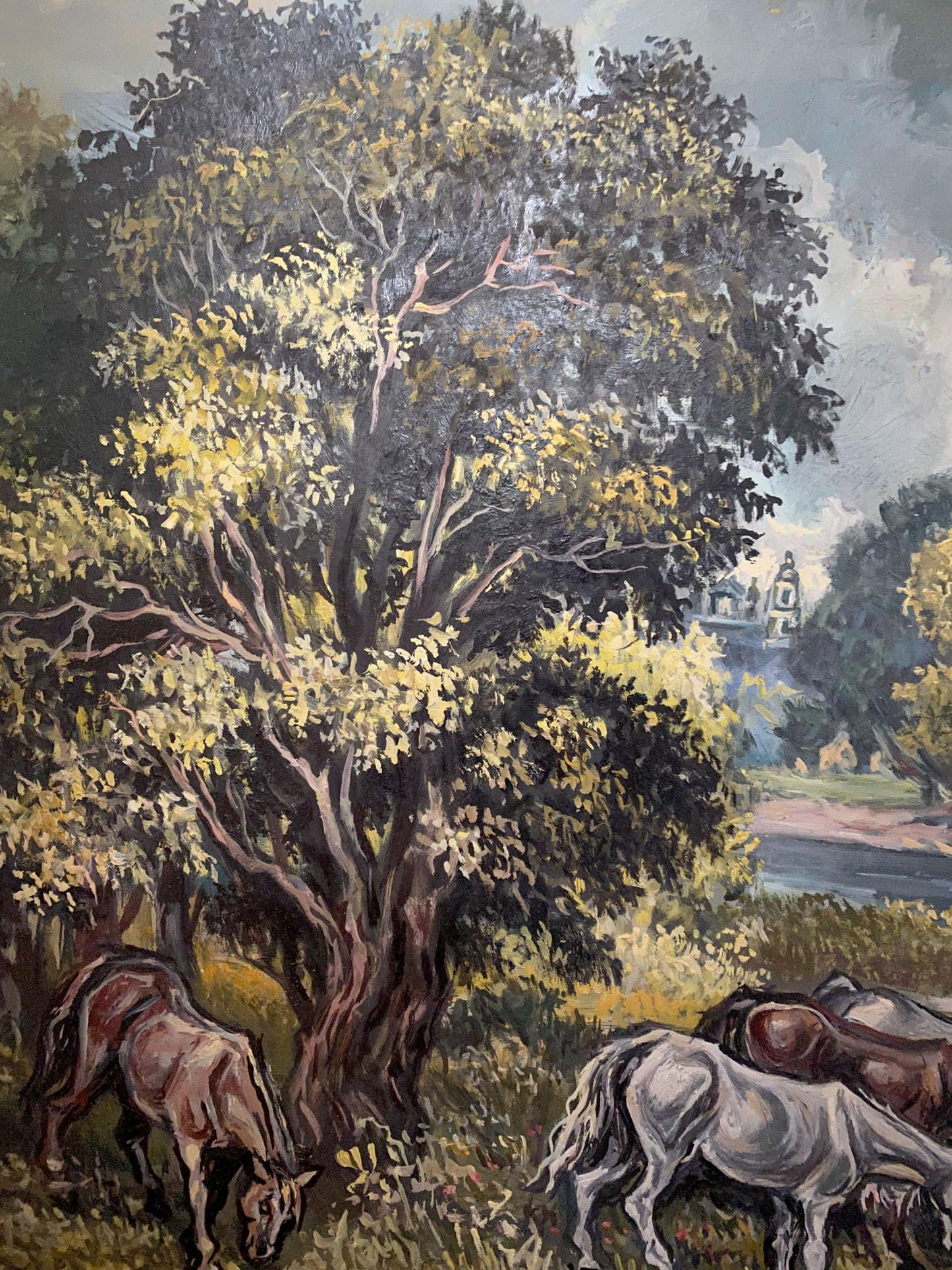 Oil painting Landscape with horses Alexander Arkadievich Litvinov