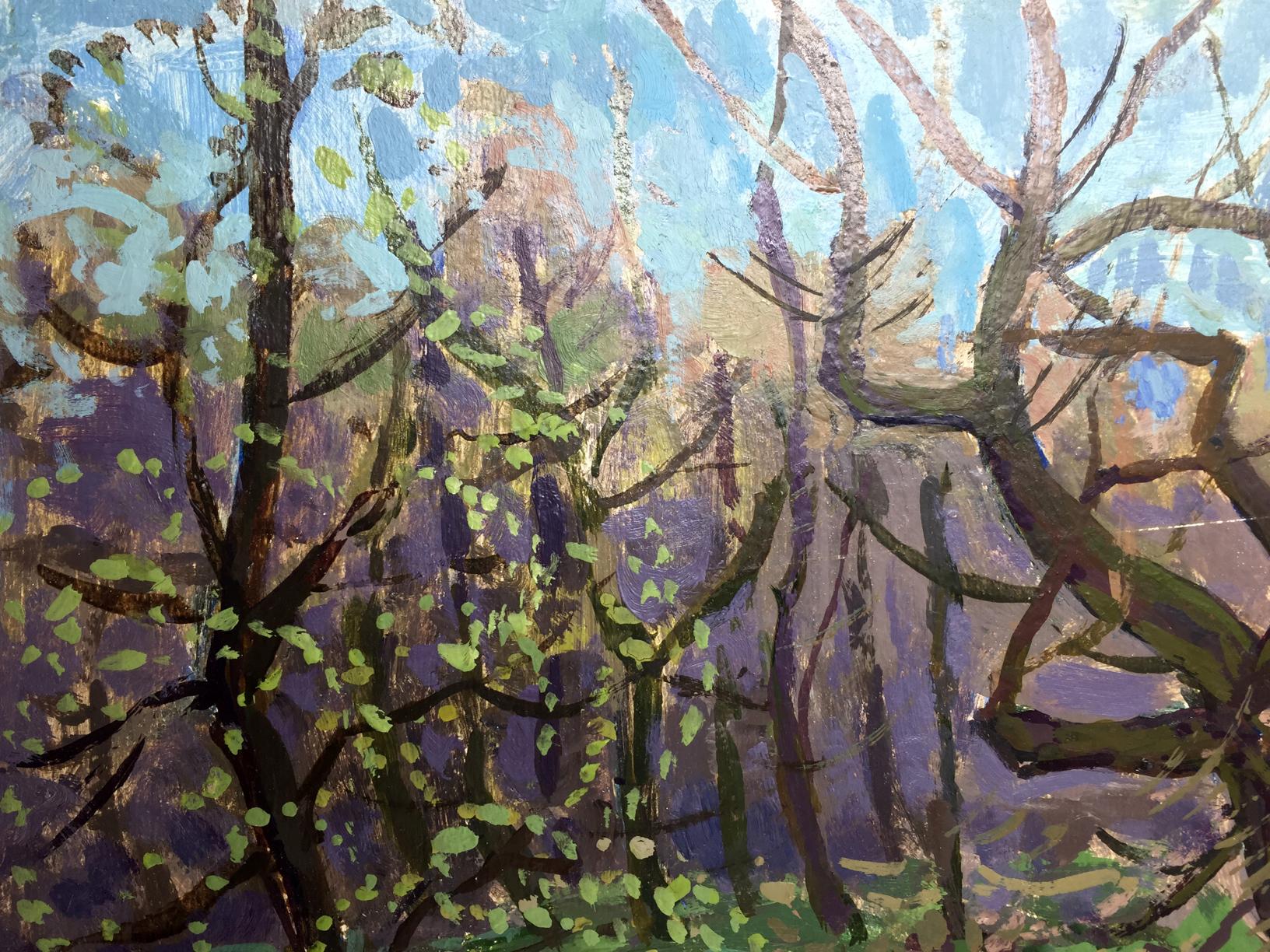 Oil painting titled "Spring on the Dnieper" by Grigory Savelyevich Ruban