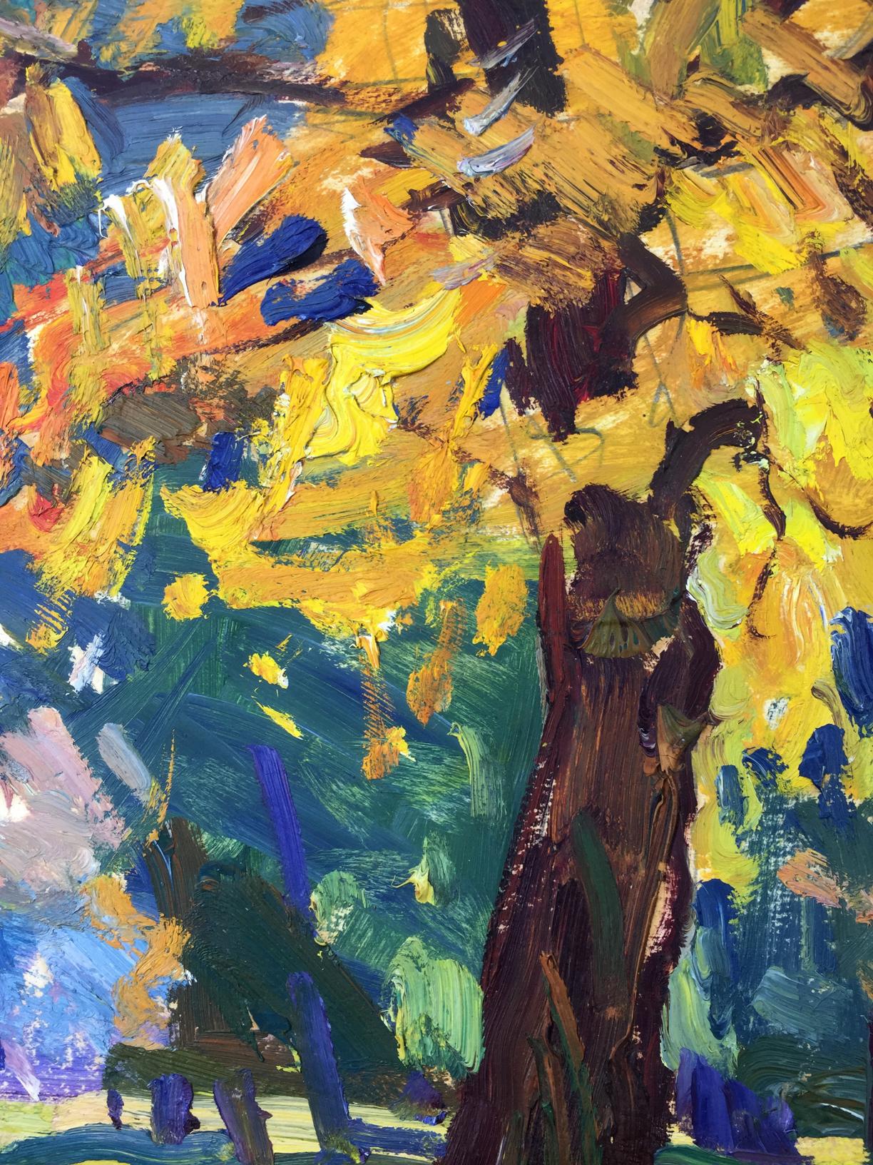 Oil painting Forest park original picture painter