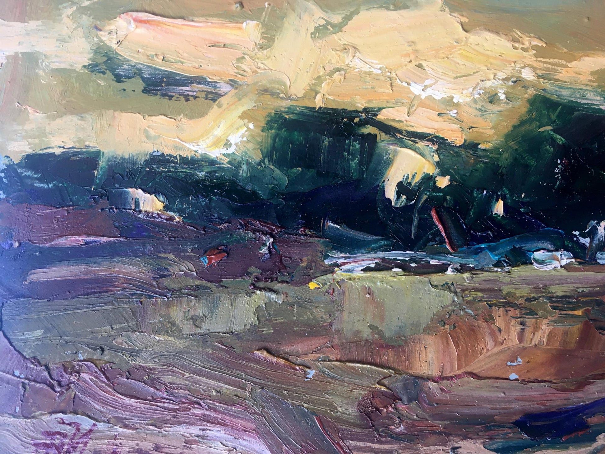 Oil painting Evening Landscape 