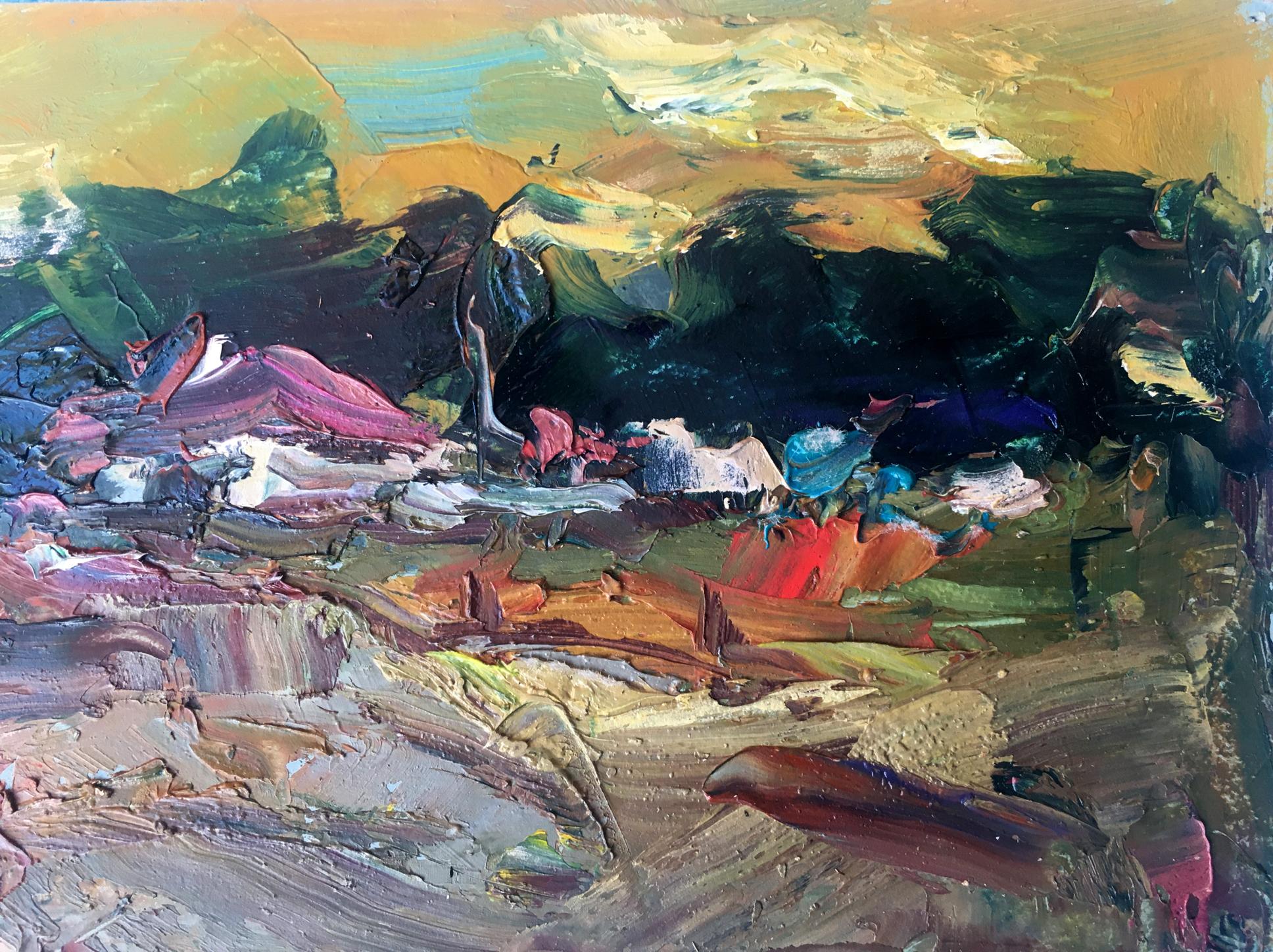 Oil painting Village Nature Landscape 