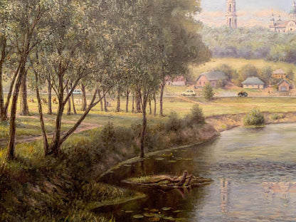 Oil painting Landscape with a monastery Litvinov Arkady Petrovich
