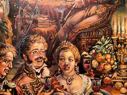 Oil painting 19th century party Alexander Arkadievich Litvinov