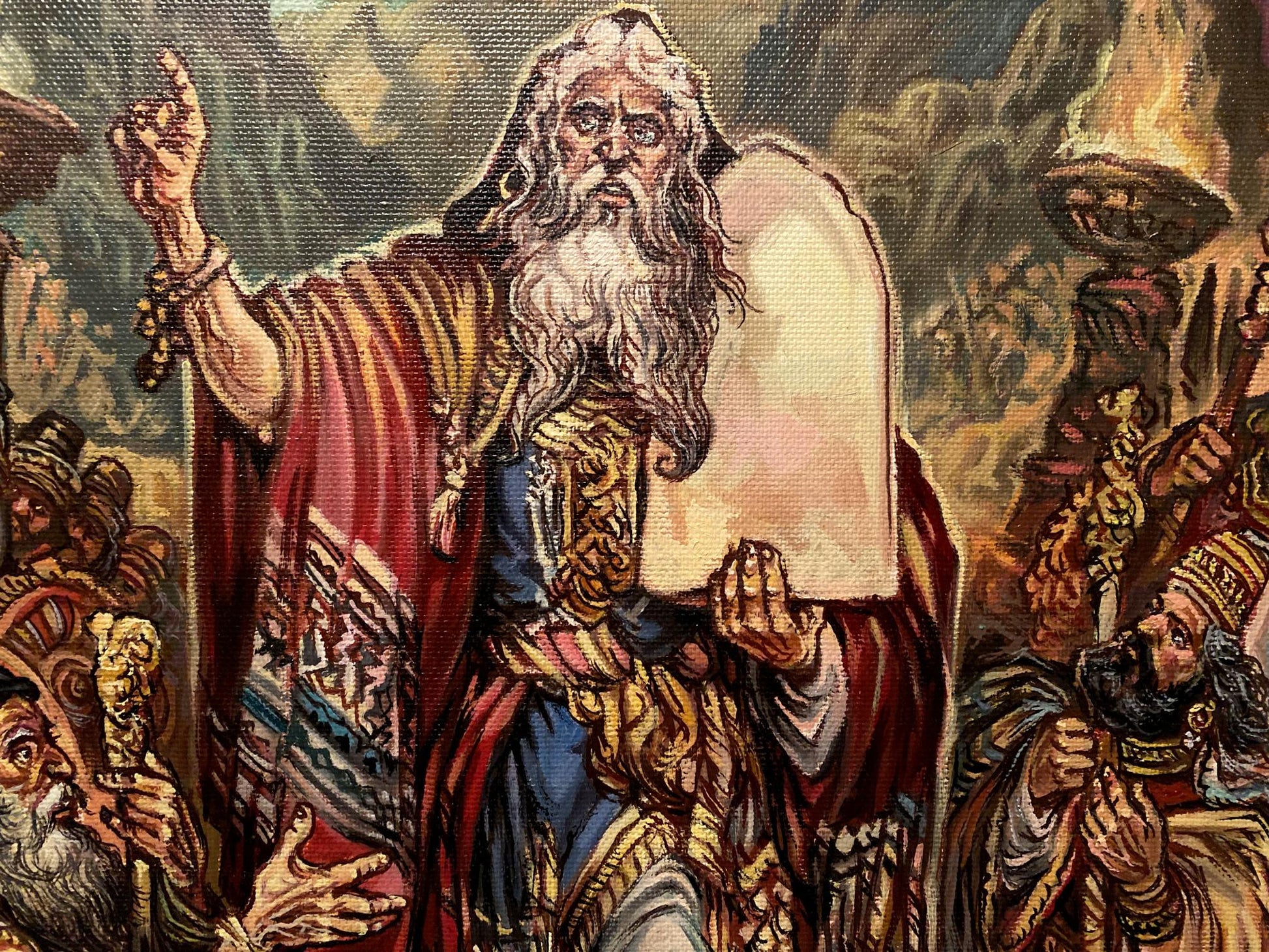 The painting evokes a sense of reverence and spiritual power