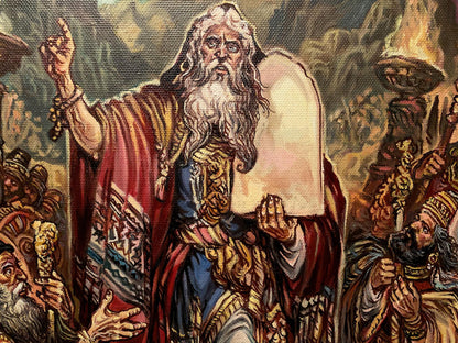 The painting evokes a sense of reverence and spiritual power