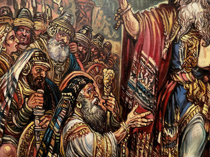 The artwork conveys the timeless significance of Moses in religious history