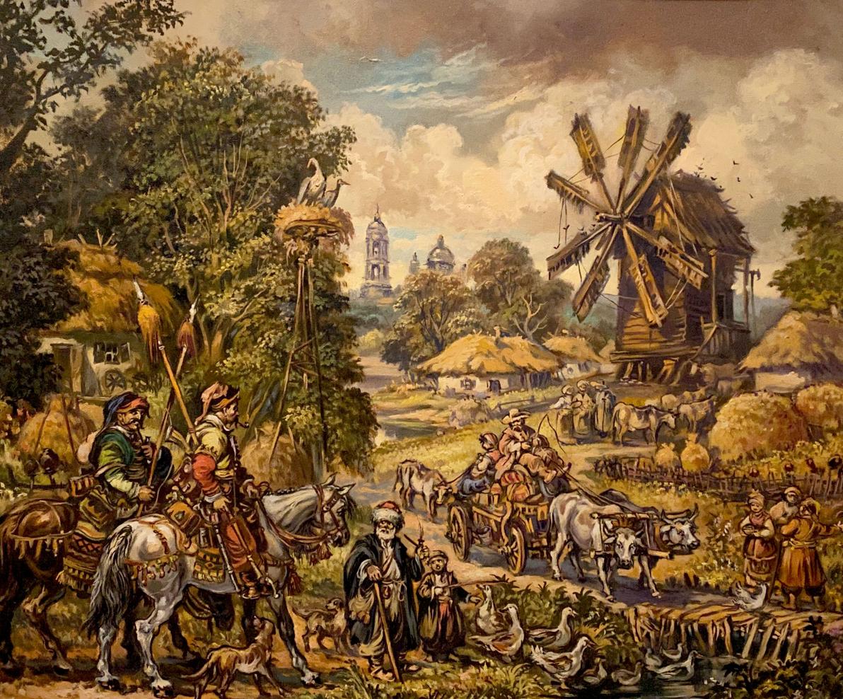 Oil painting On the outskirts of the village Alexander Arkadievich Litvinov