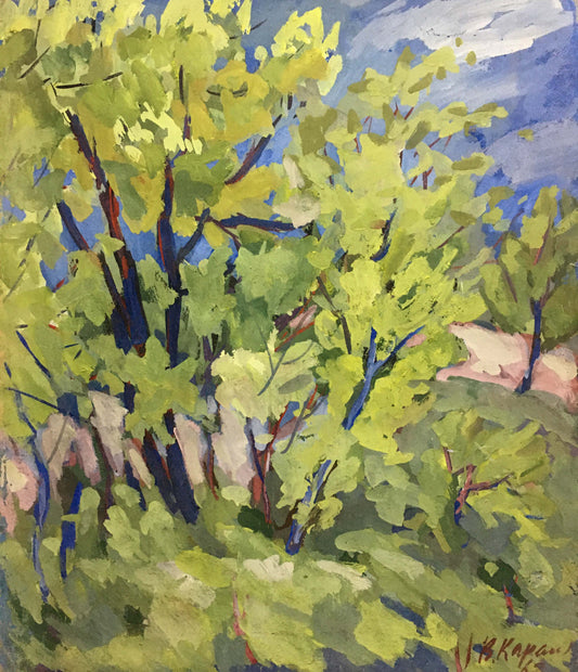 Oil painting Spring garden Karelin Vyacheslav