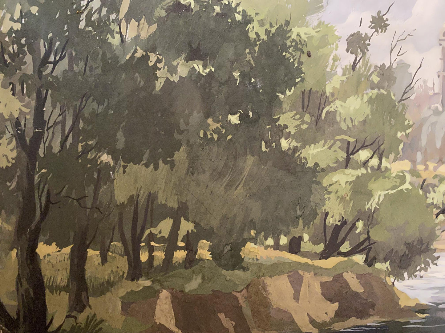 Oil painting Monastery behind the trees Alexander Litvinov