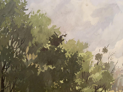 Oil painting Monastery behind the trees Alexander Litvinov