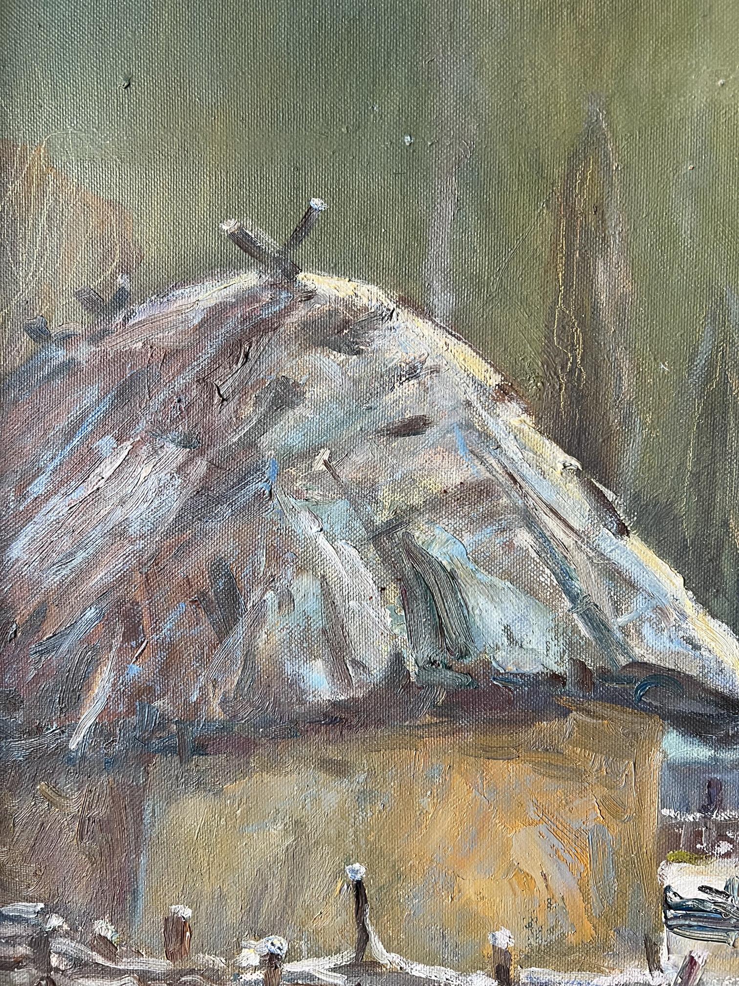 Oil painting Winter evening 