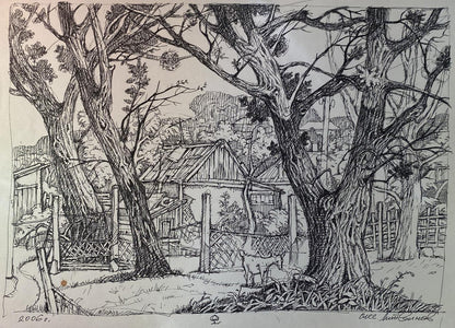 Ink painting Agricultural abundance in the village Oleg Litvinov