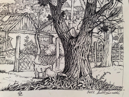 Ink painting Agricultural abundance in the village Oleg Litvinov