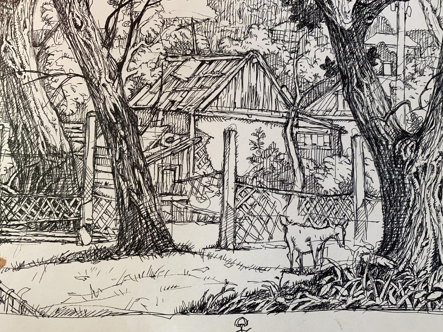 Ink painting Agricultural abundance in the village Oleg Litvinov