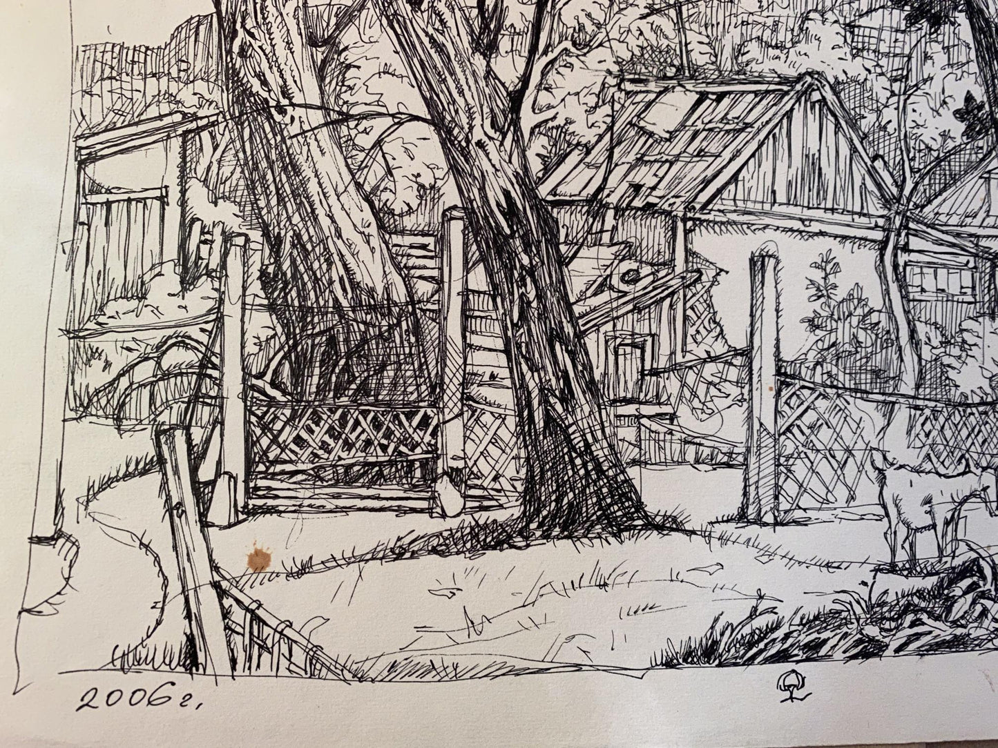 Ink painting Agricultural abundance in the village Oleg Litvinov