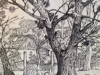 Ink painting Agricultural abundance in the village Oleg Litvinov