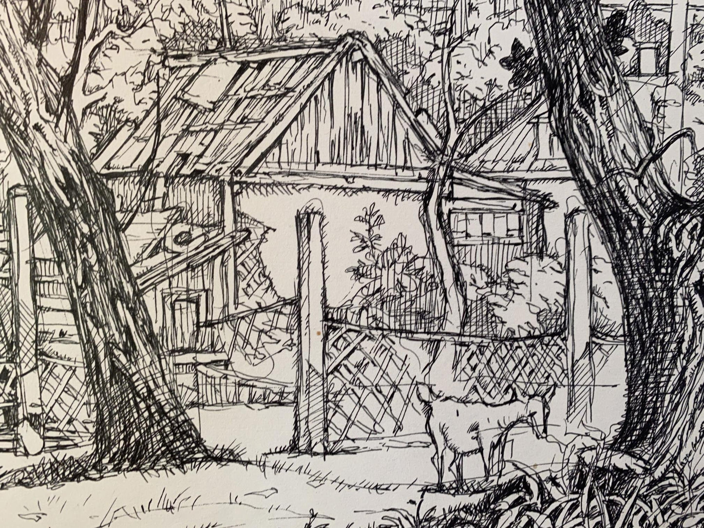 Ink painting Agricultural abundance in the village Oleg Litvinov