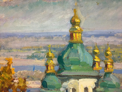 Oil painting Landscape with a church I. V. Kisil