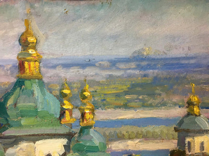 Oil painting Landscape with a church I. V. Kisil