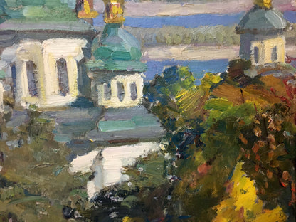 Oil painting Landscape with a church I. V. Kisil