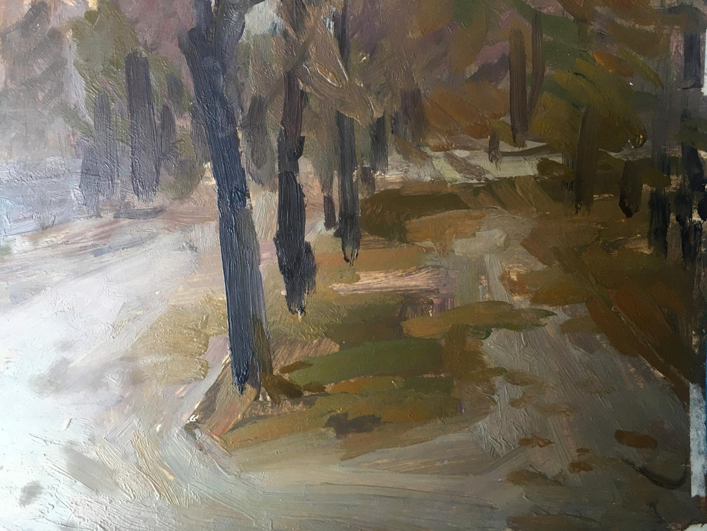 Oil painting The City's Transformation at Dusk Peter Dobrev