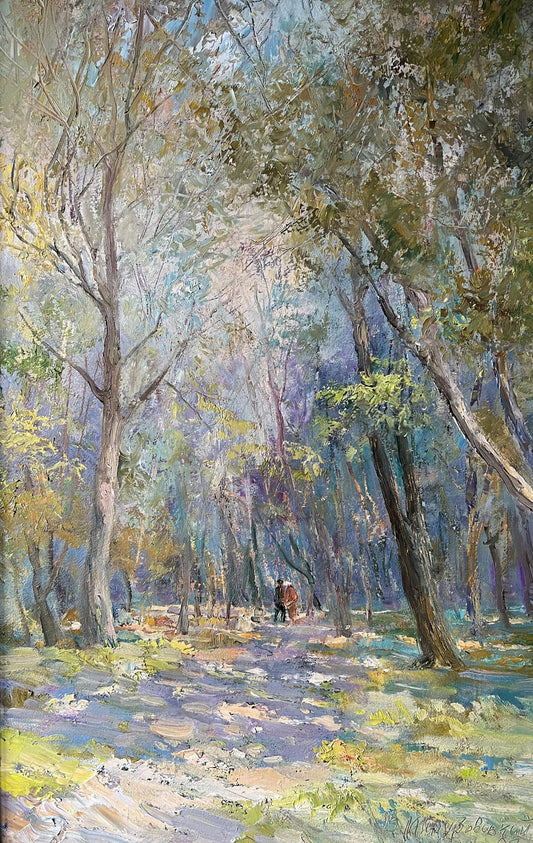 Oil painting A walk in the park V. Mishurovsky