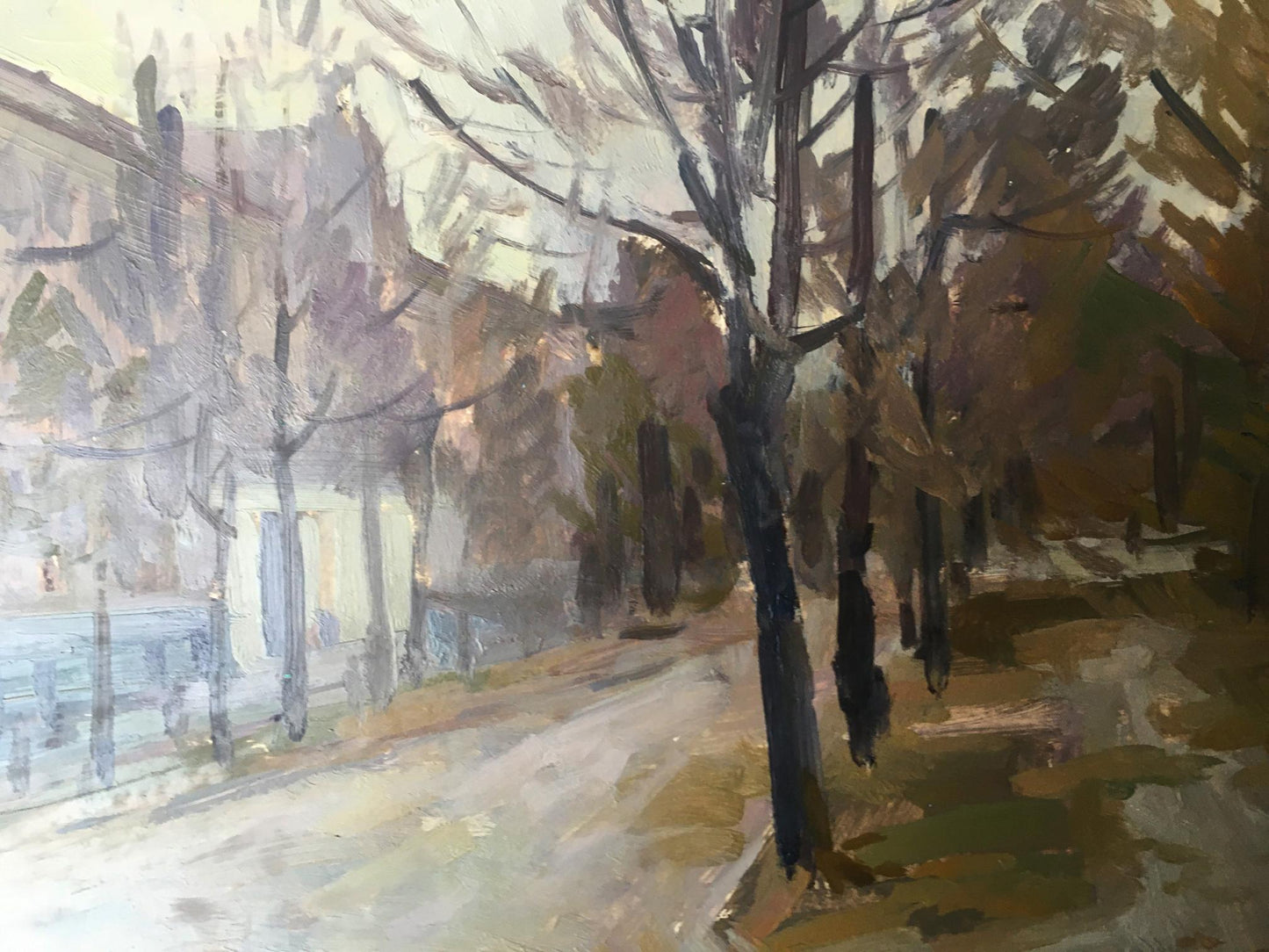 Oil painting The City's Transformation at Dusk Peter Dobrev