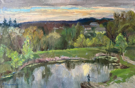 Oil painting May evening V. Mishurovsky