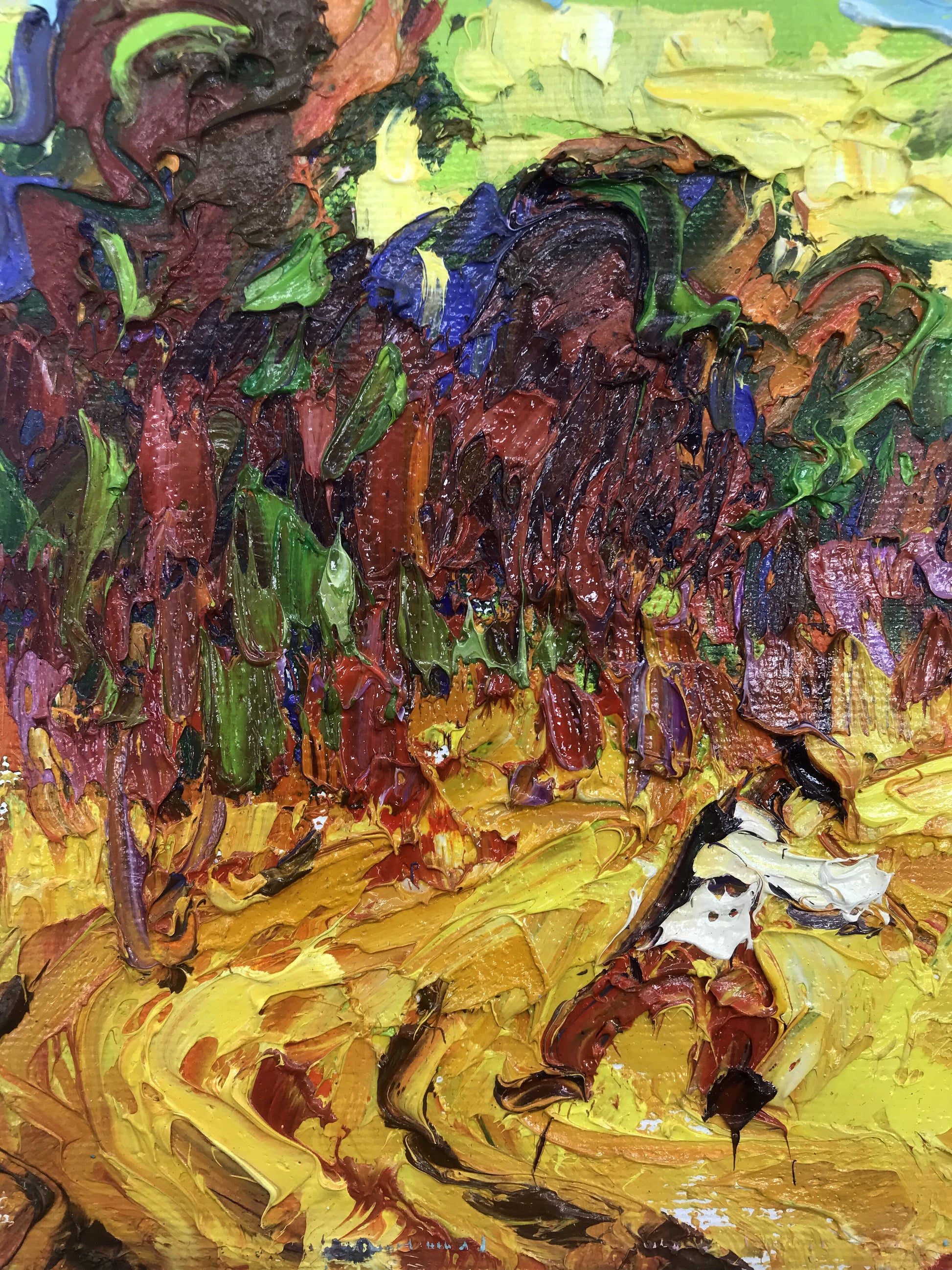 Oil Painting Nature Landscape Village landscape Art 