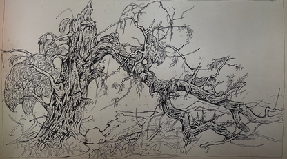 Ink, painting Broken tree Litvinov Oleg Arkad'yevich