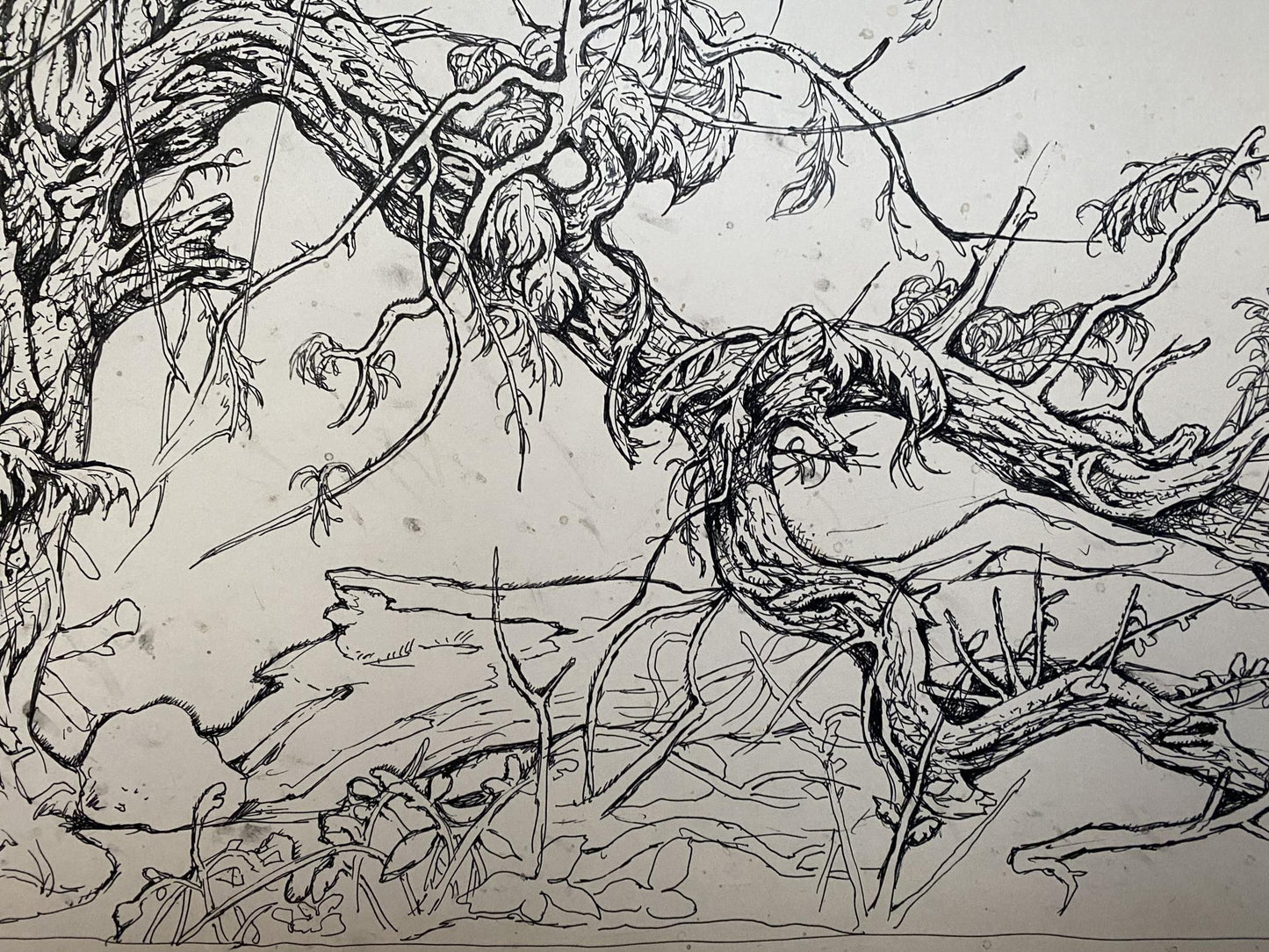 Ink, painting Broken tree Litvinov Oleg Arkad'yevich