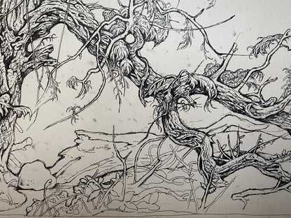 Ink, painting Broken tree Litvinov Oleg Arkad'yevich