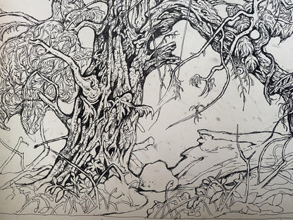 Ink, painting Broken tree Litvinov Oleg Arkad'yevich