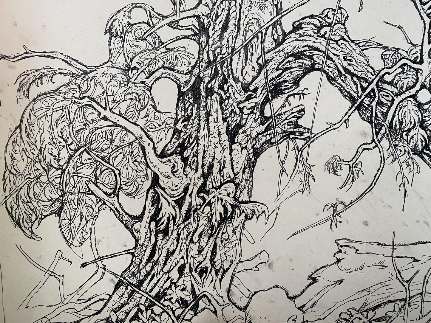 Ink, painting Broken tree Litvinov Oleg Arkad'yevich