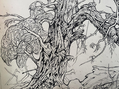 Ink, painting Broken tree Litvinov Oleg Arkad'yevich