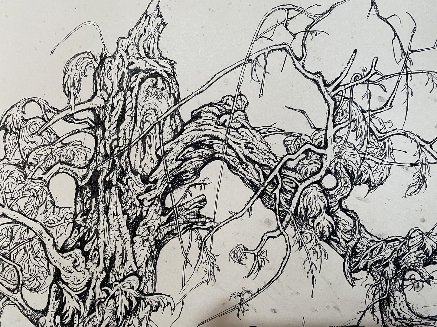 Ink, painting Broken tree Litvinov Oleg Arkad'yevich