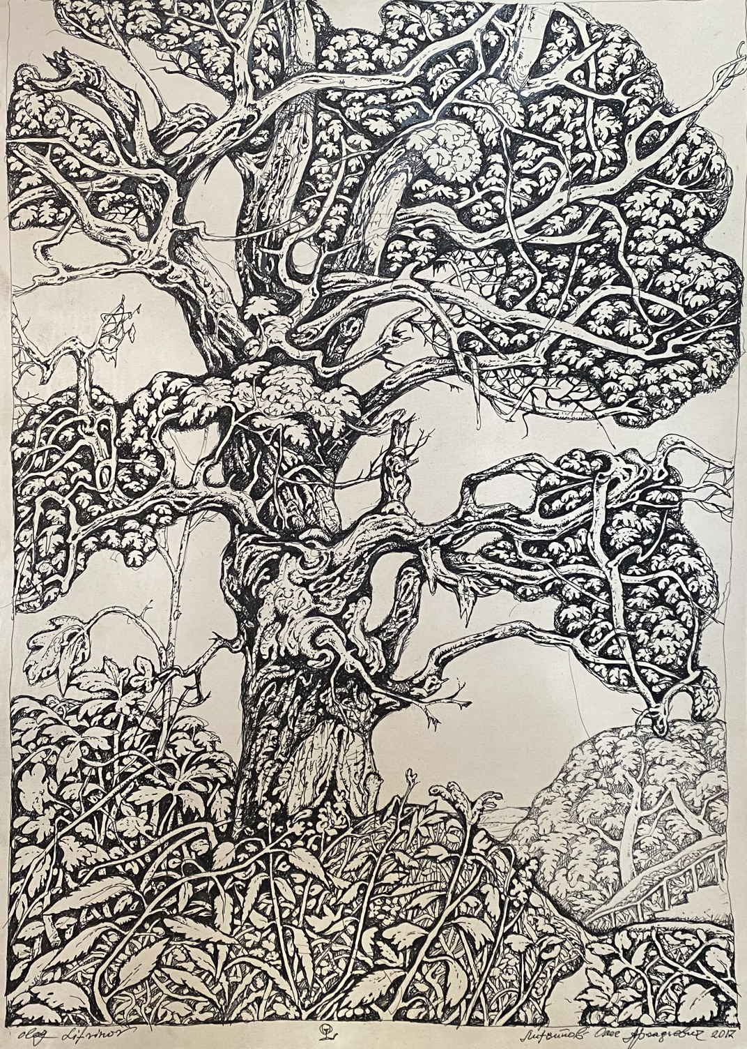 Ink, painting Old Litvinov Oleg Arkad'yevich