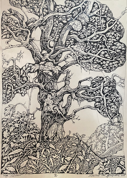 Ink, painting Old Litvinov Oleg Arkad'yevich