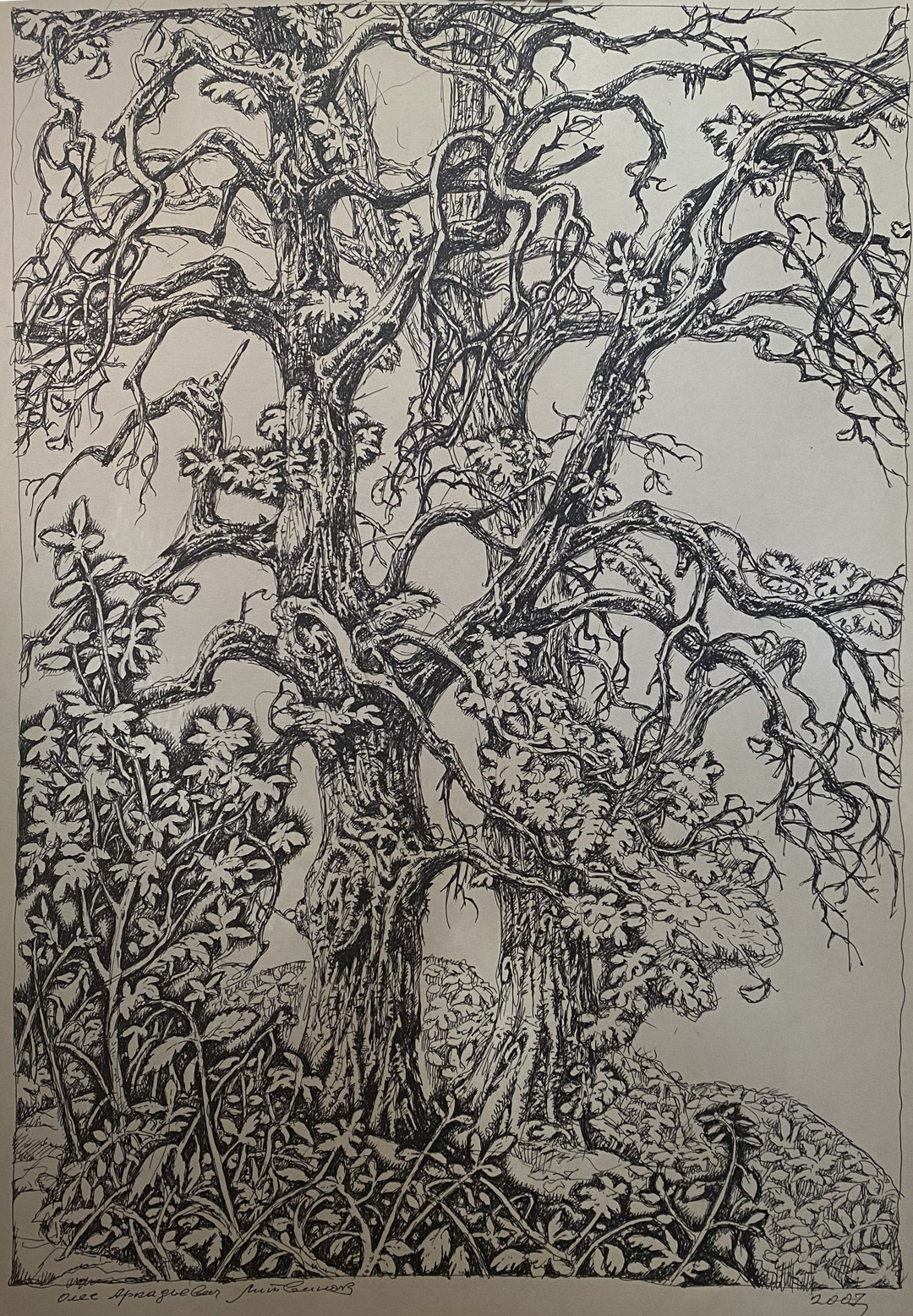 Ink, painting Last leaves Litvinov Oleg Arkad'yevich