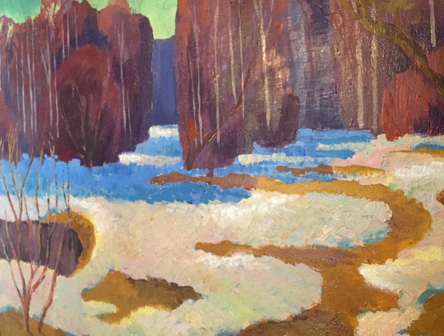 In Kudrin's oil artwork, snow seems to churn like boiling water