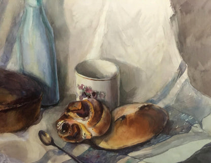 Watercolor painting Pies and milk Irina Palazhchenko