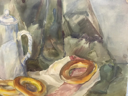 Watercolor depiction of a sweet table by Irina Palazhchenko