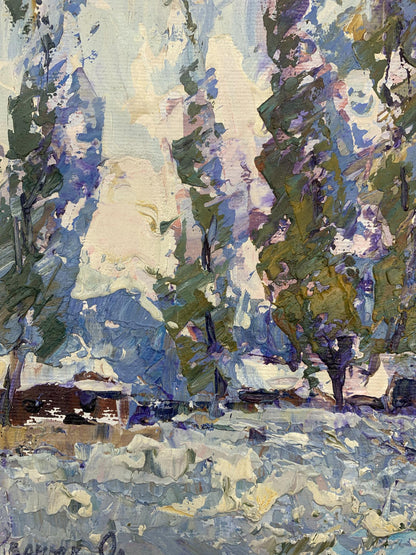 Oil Painting Nature Winter Landscape 